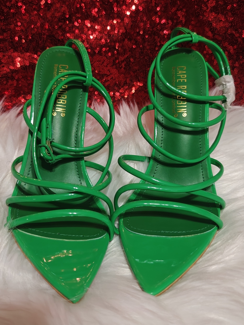 Cape Robbin Green Strappy Pointed-Toe Women's Heels